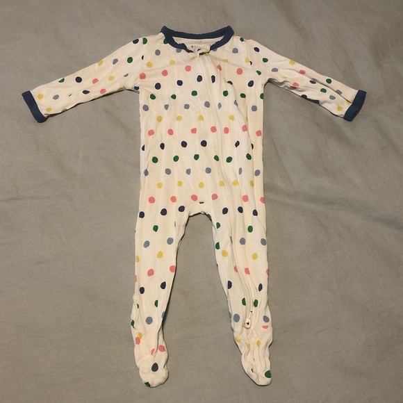 KYTE baby printed zipper footie, spring Polk dots, size 3-6 months - Picture 1 of 3
